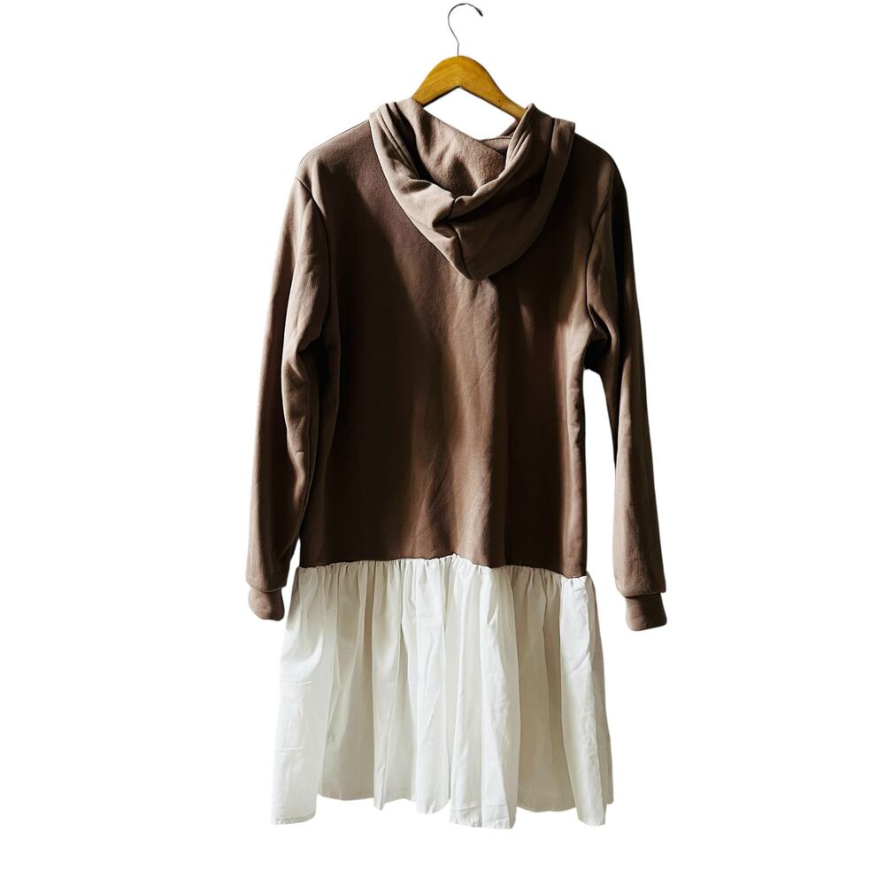 LA Made Tiered Hoodie Sweater Dress Size XXL MWT Brown White - Picture 3 of 10